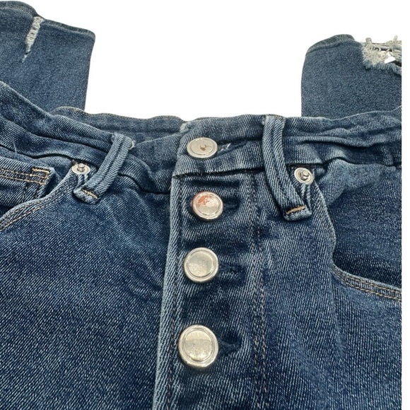 Good American Good Waist Button Fly Distressed Skinny Jeans Size 6/28 - Picture 4 of 8